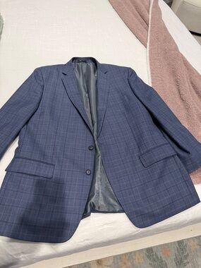 Liz Claiborne Navy Blue Windowpane Sport Coat